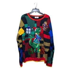 Holiday Time Dinosaur Christmas Sweater